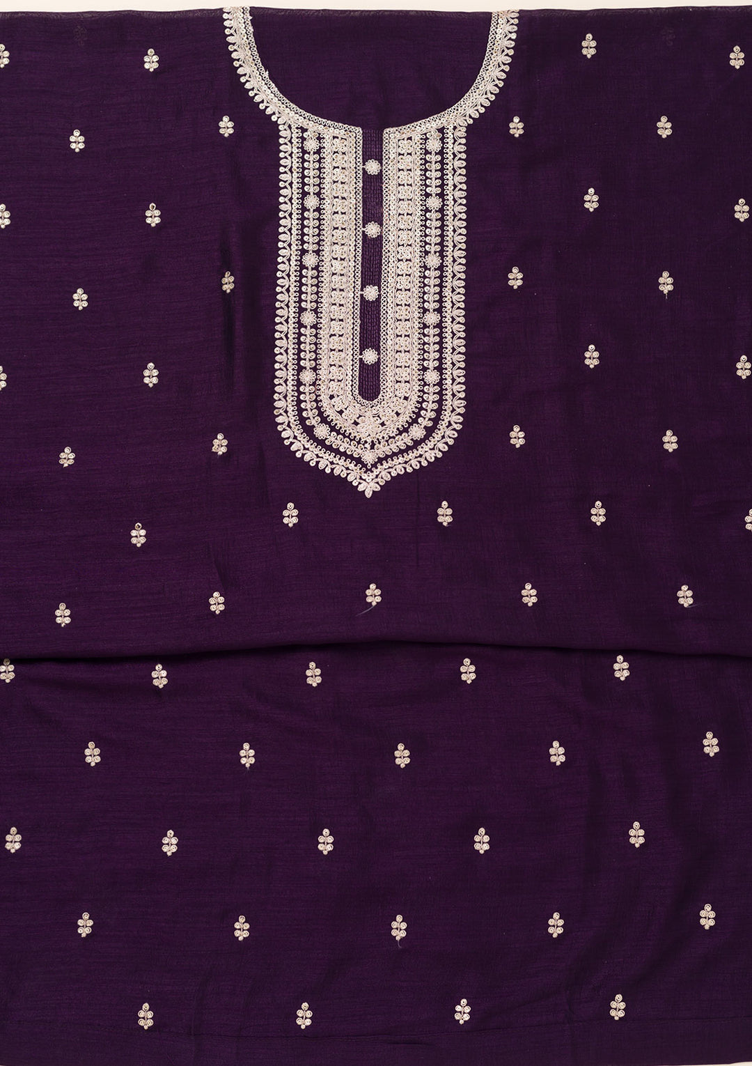 Purple Zariwork Art Silk Unstitched Salwar Suit