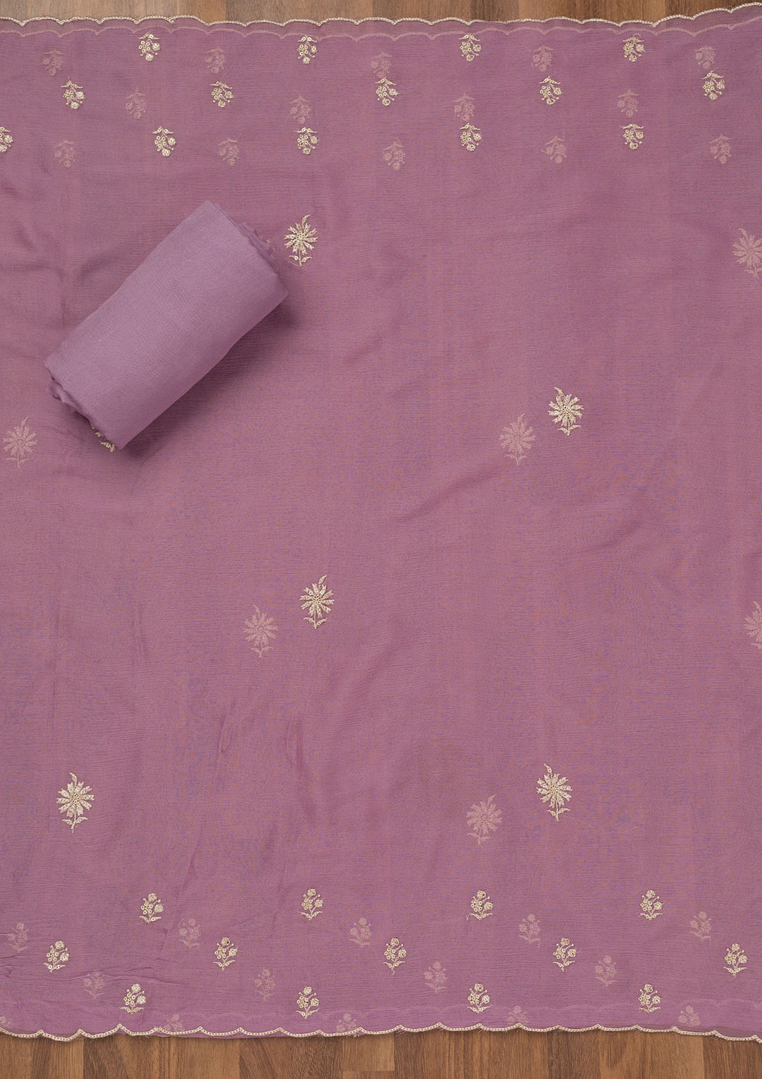 Lavender Zariwork Tissue Unstitched Salwar Suit