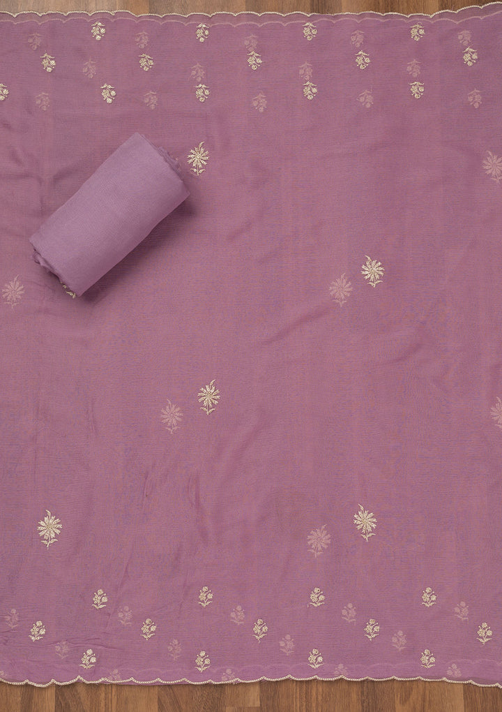 Lavender Zariwork Tissue Unstitched Salwar Suit