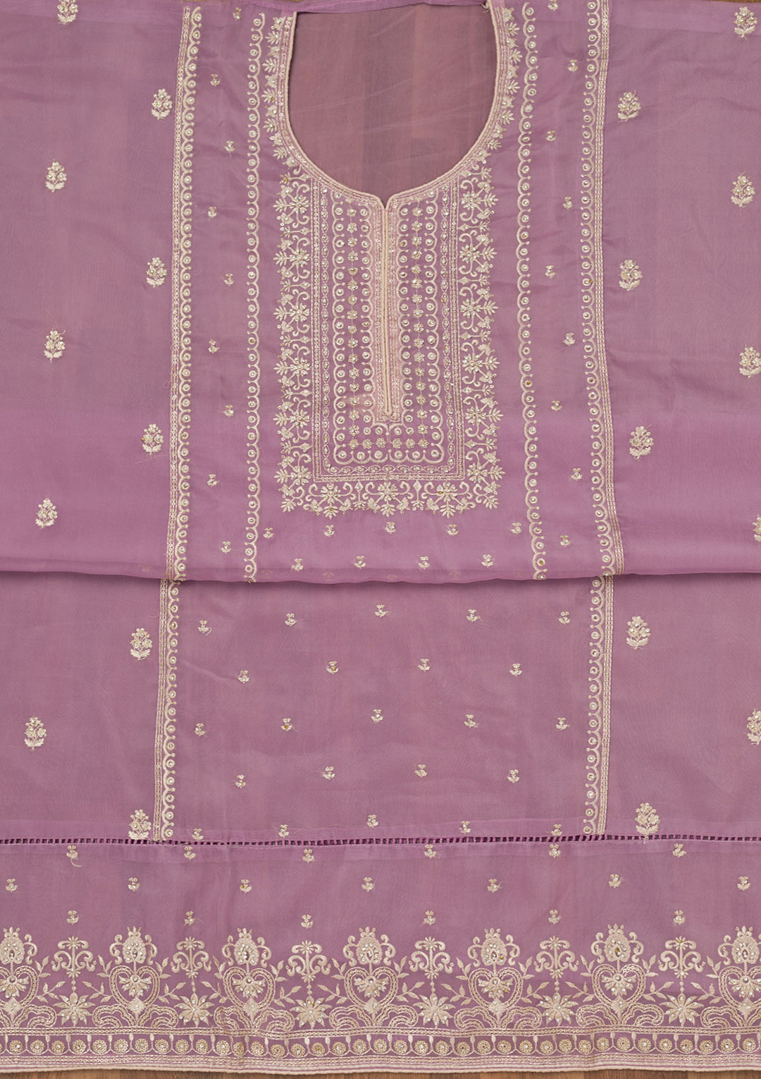 Lavender Zariwork Tissue Unstitched Salwar Suit