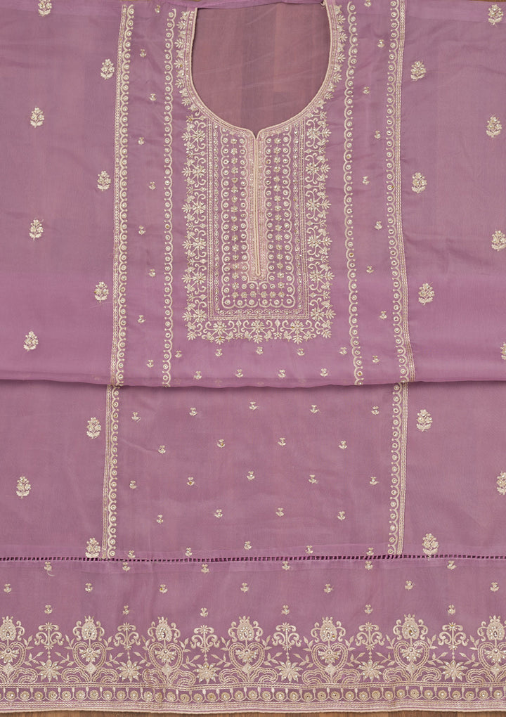 Lavender Zariwork Tissue Unstitched Salwar Suit