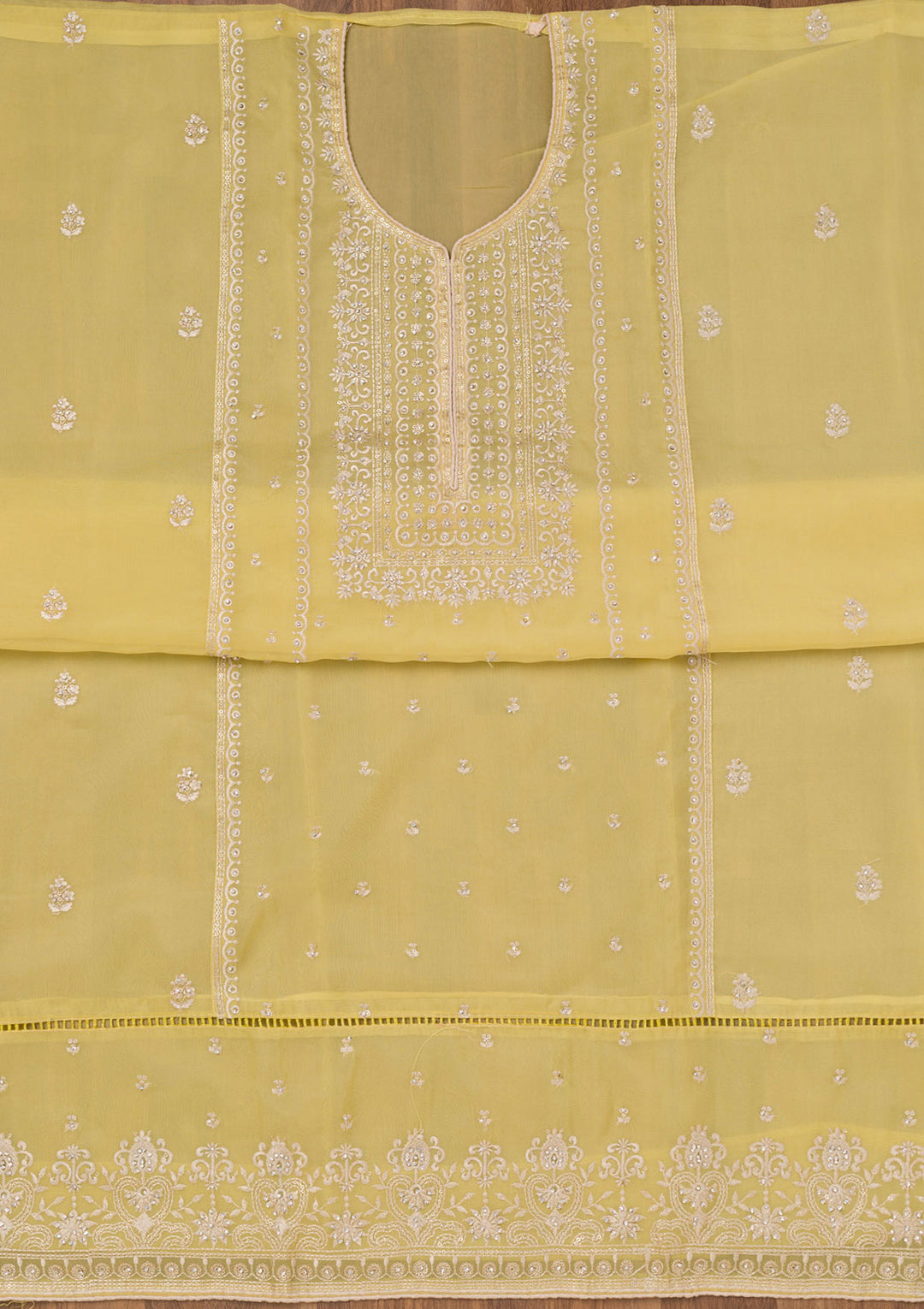 Mehendi Zariwork Tissue Unstitched Salwar Suit