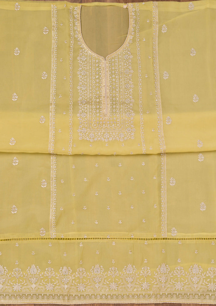 Mehendi Zariwork Tissue Unstitched Salwar Suit