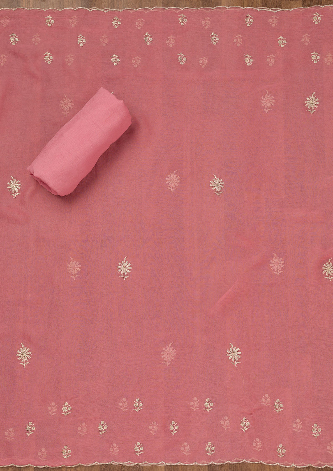 Pink Zariwork Tissue Unstitched Salwar Suit
