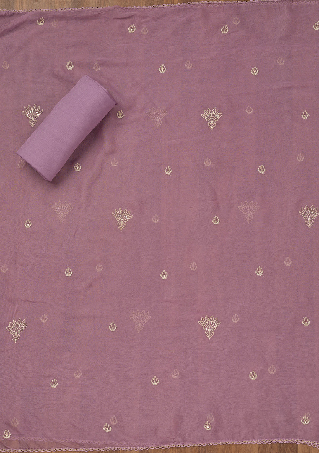 Lavender Zariwork Tissue Unstitched Salwar Suit