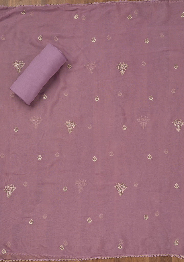 Lavender Zariwork Tissue Unstitched Salwar Suit