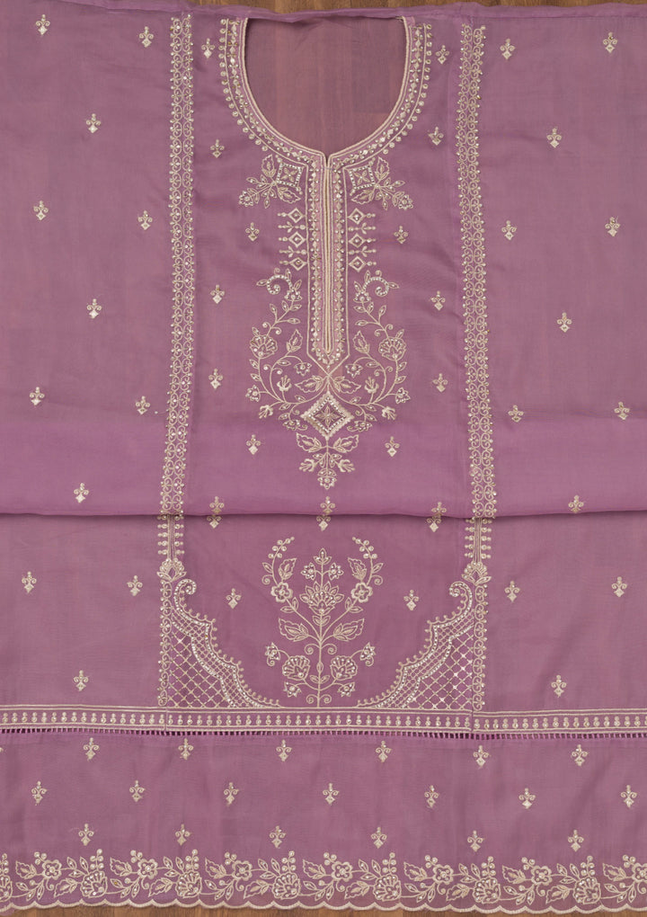 Lavender Zariwork Tissue Unstitched Salwar Suit