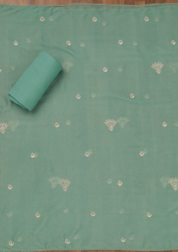 Sea Green Zariwork Tissue Unstitched Salwar Suit