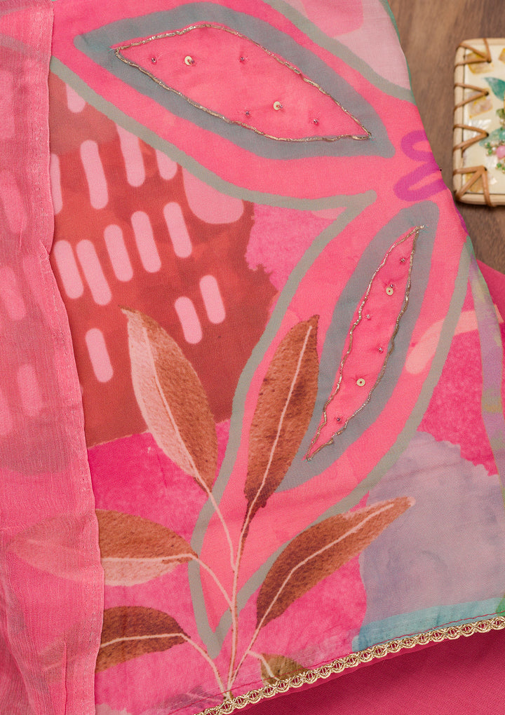 Pink Printed Tissue Unstitched Salwar Suit