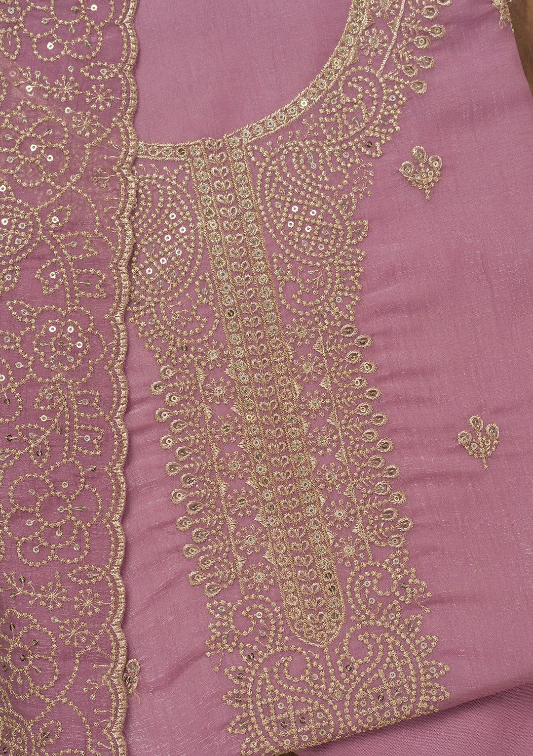 Lavender Zariwork Georgette Unstitched Salwar Suit