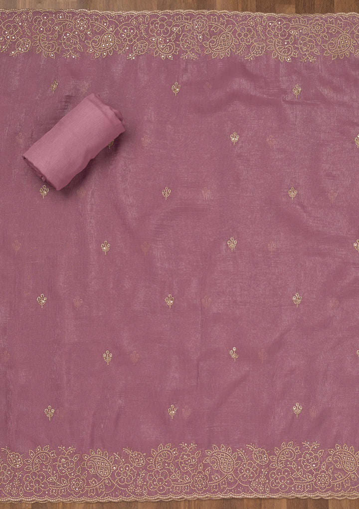 Lavender Zariwork Georgette Unstitched Salwar Suit