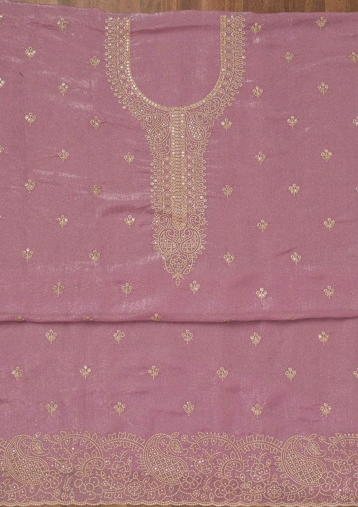 Lavender Zariwork Georgette Unstitched Salwar Suit
