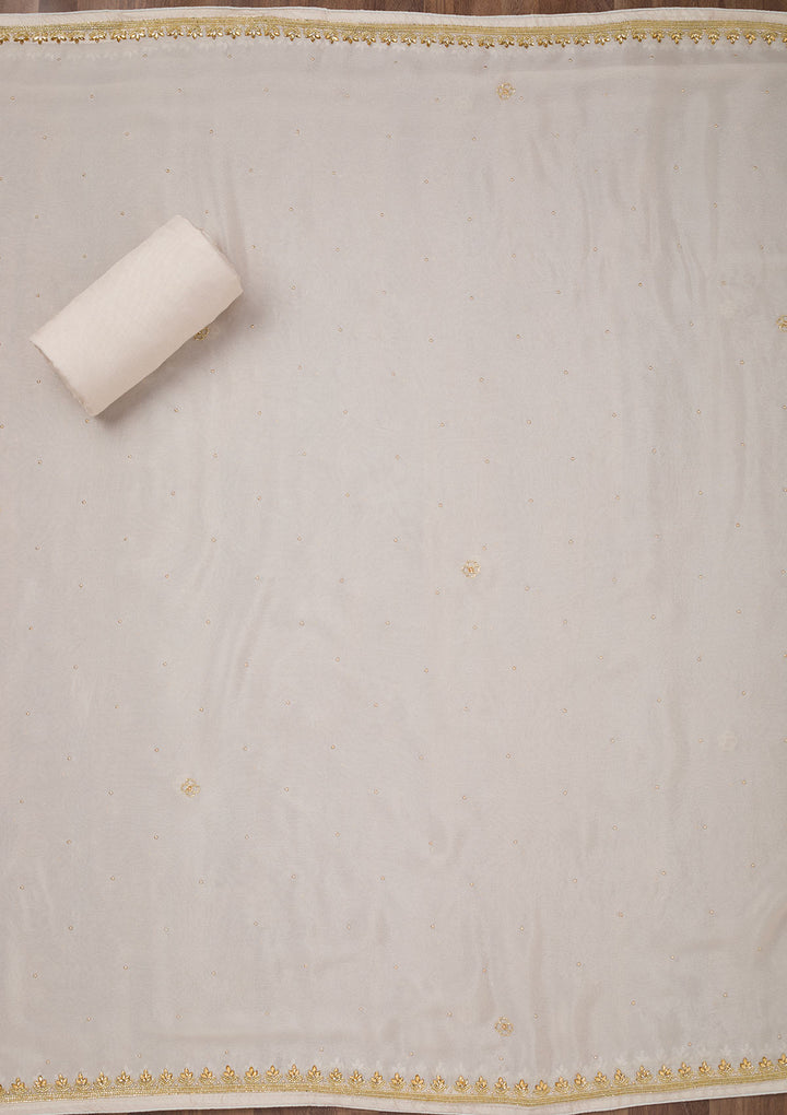 Cream Stonework Semi Crepe Unstitched Salwar Suit