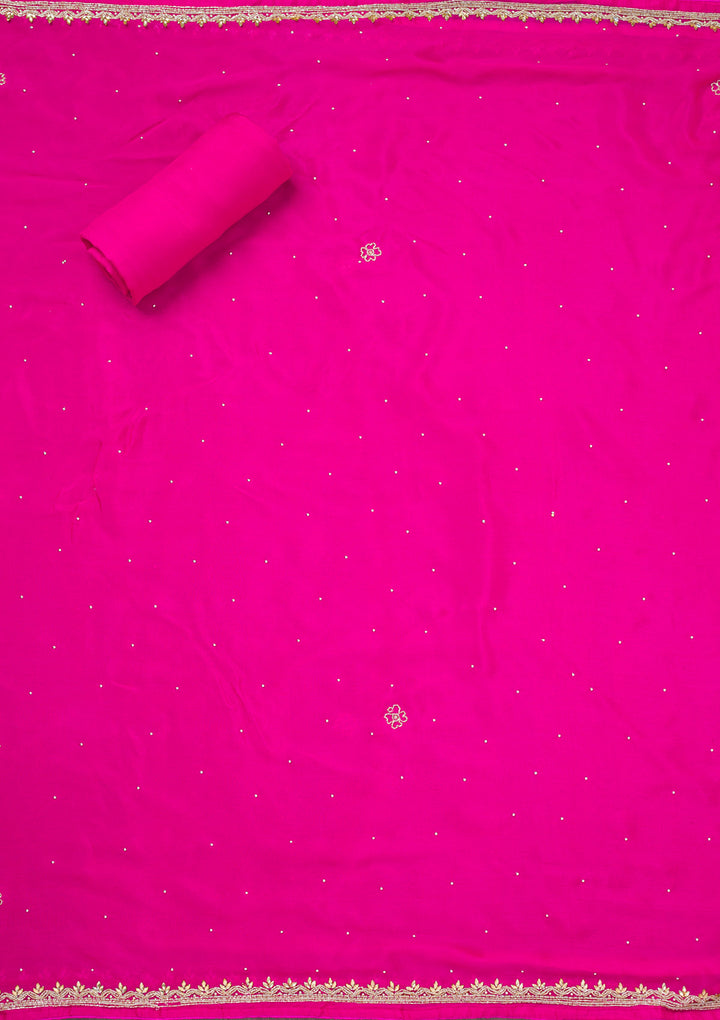 Rani Pink Stonework Chinon Unstitched Salwar Suit