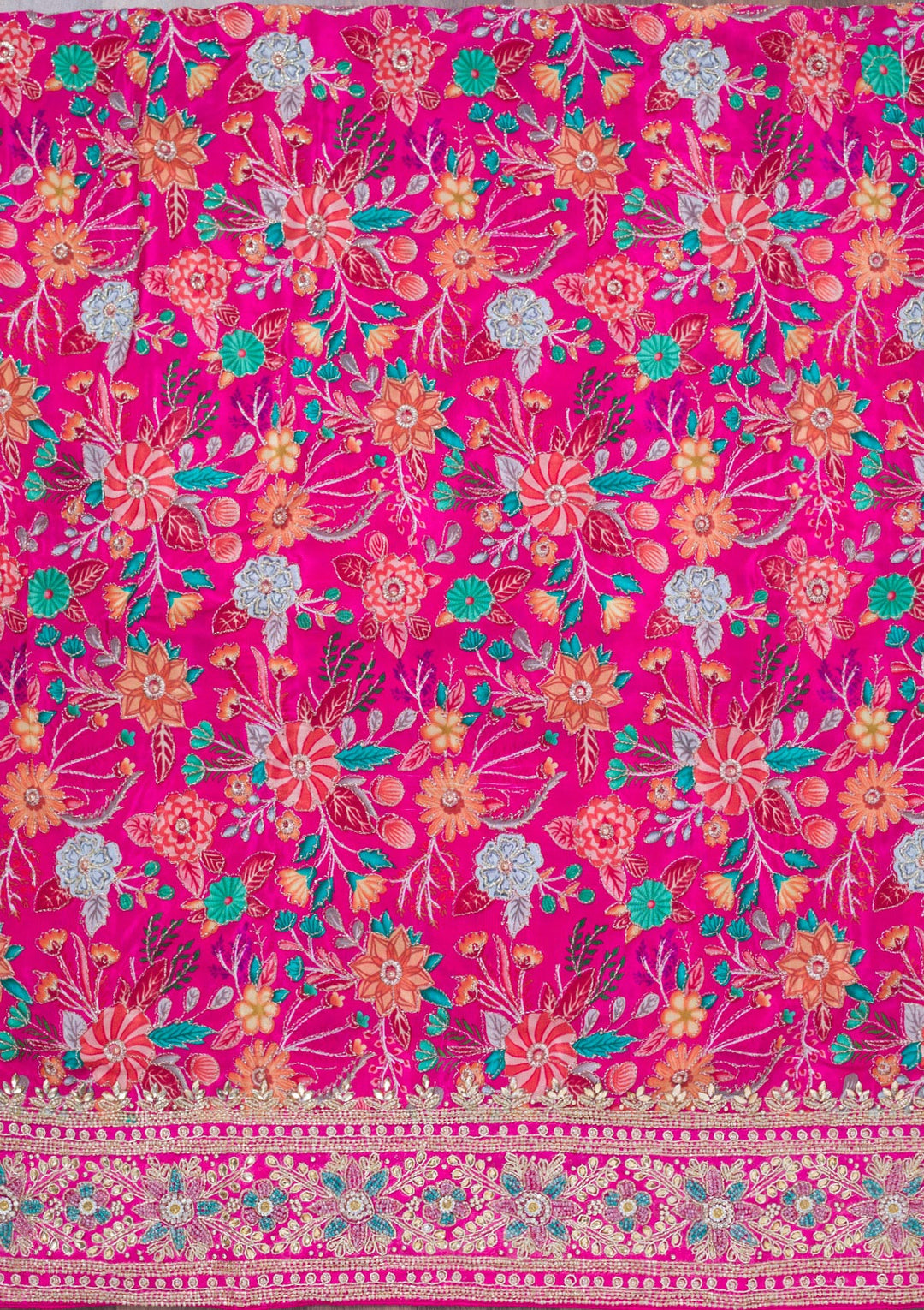 Rani Pink Stonework Chinon Unstitched Salwar Suit