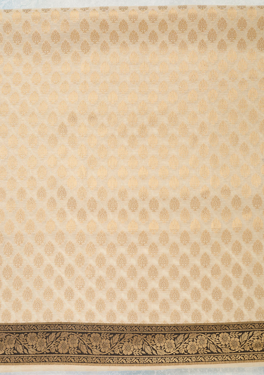 Beige Zariwork (Gold) Banarasi Unstitched Salwar Suit
