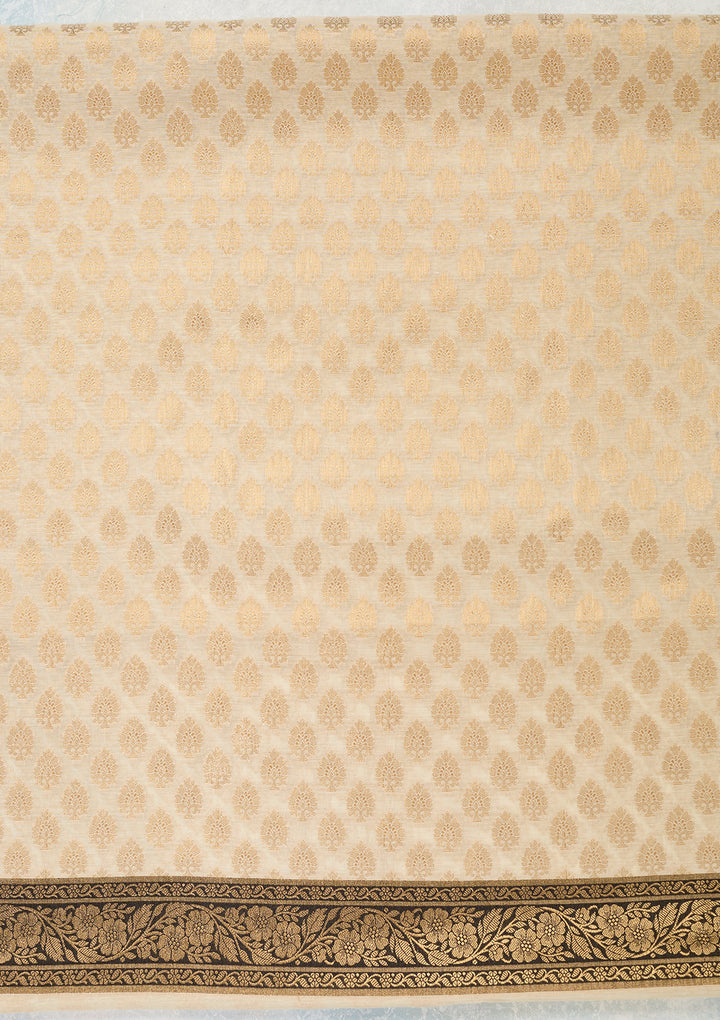 Beige Zariwork (Gold) Banarasi Unstitched Salwar Suit