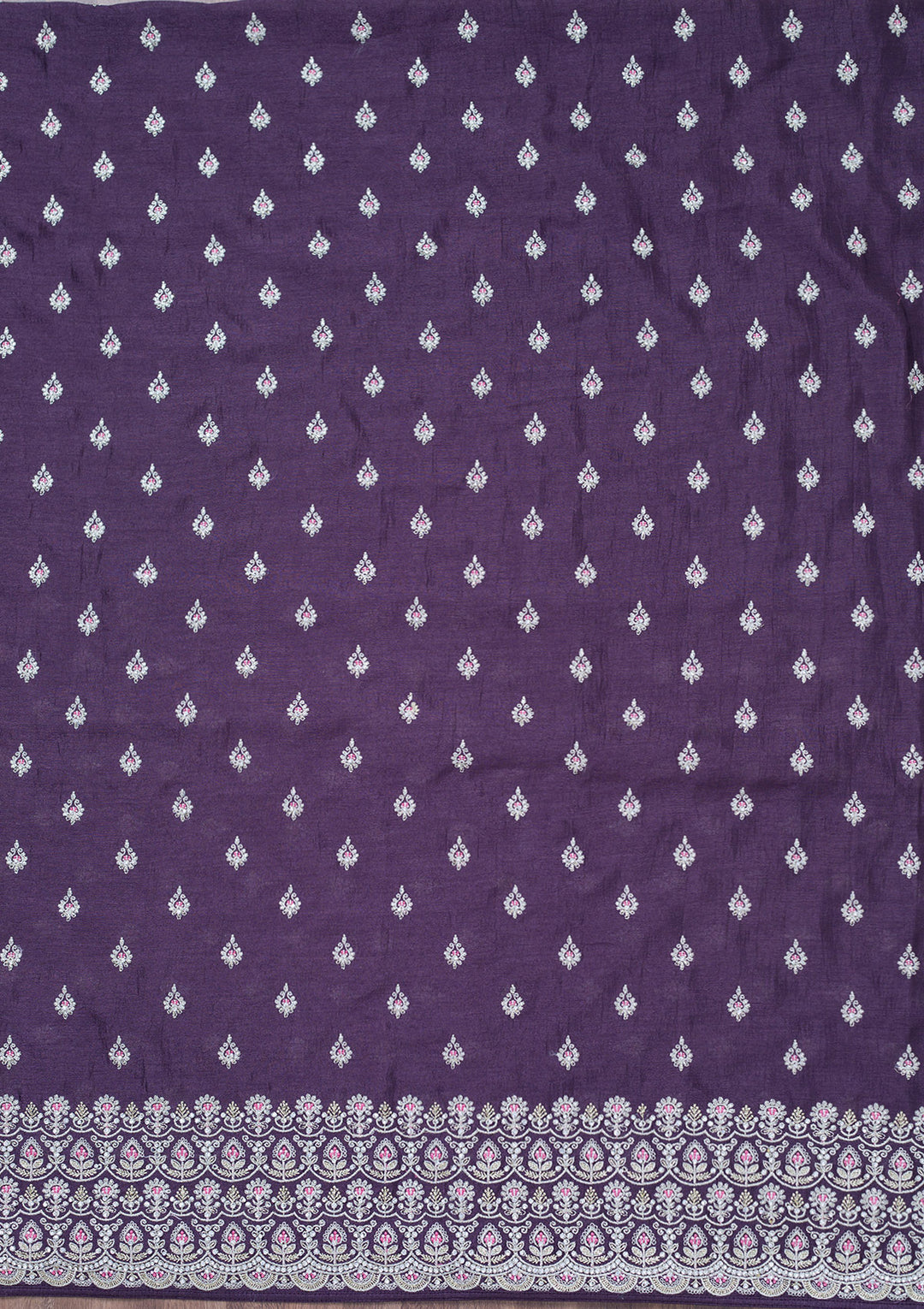 Lavender Zariwork Soft Raw Silk Unstitched Salwar Suit