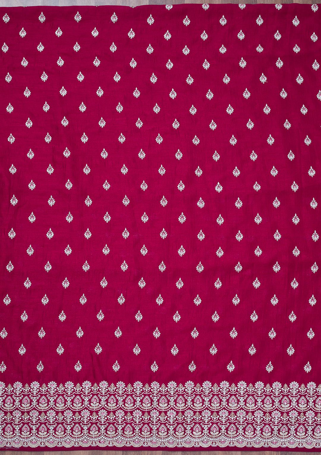 Maroon Zariwork Soft Raw Silk Unstitched Salwar Suit