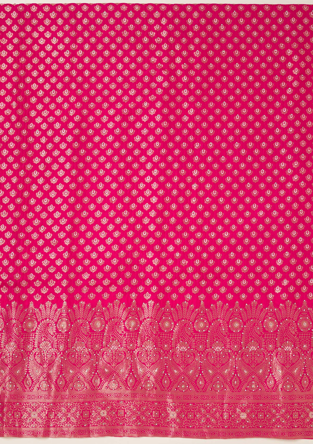 Rani Pink Zariwork Art Silk Unstitched Salwar Suit