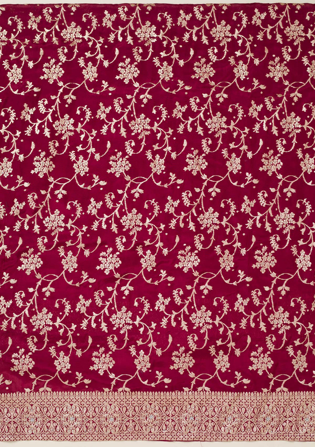 Maroon Zariwork Semi Crepe Unstitched Salwar Suit