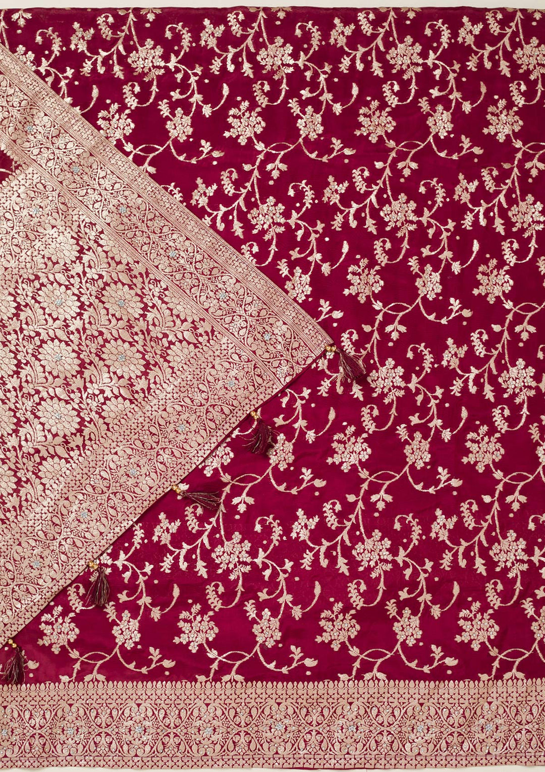 Maroon Zariwork Semi Crepe Unstitched Salwar Suit