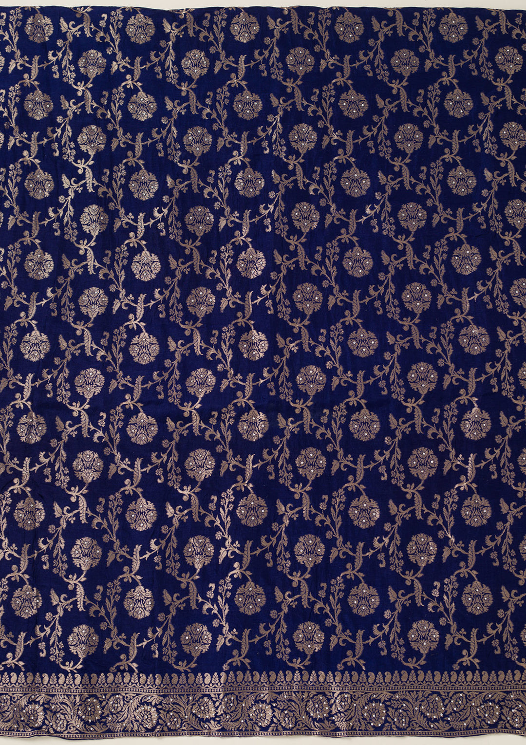 Navy Blue Zariwork Dola Silk Unstitched Salwar Suit