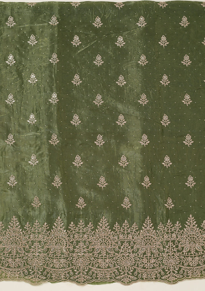 Leaf Green Threadwork Tissue Unstitched Salwar Suit