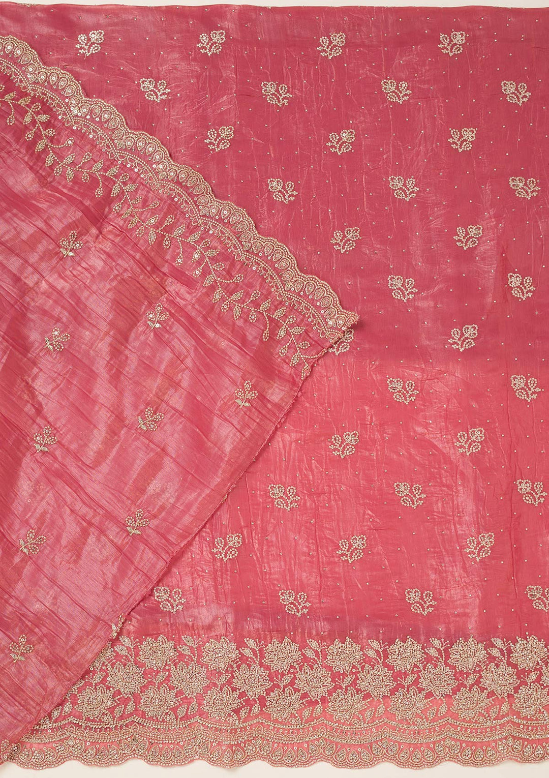 Onion Pink Threadwork Tissue Unstitched Salwar Suit