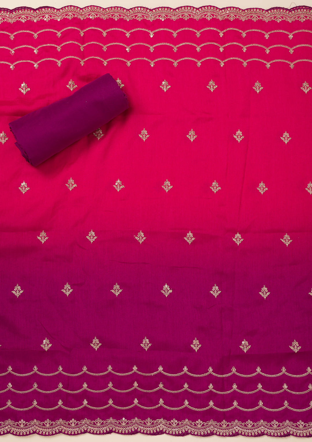 Wine Cording Soft Raw Silk Unstitched Salwar Suit