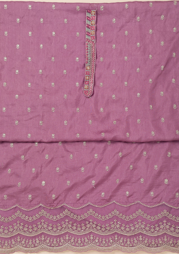 Lavender Cording Soft Raw Silk Unstitched Salwar Suit