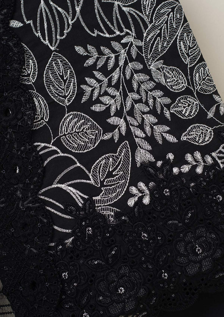 Black Threadwork Cotton Unstitched Salwar Suit