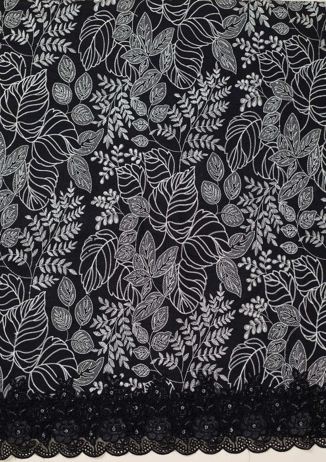 Black Threadwork Cotton Unstitched Salwar Suit