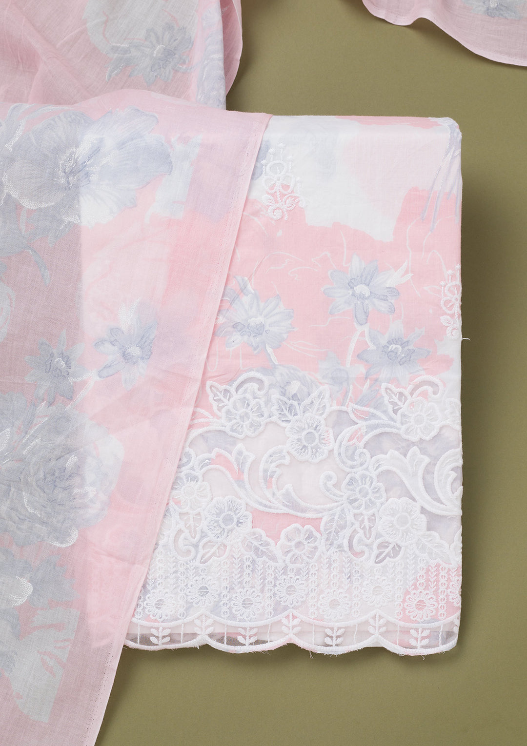 Pink Threadwork Cotton Unstitched Salwar Suit