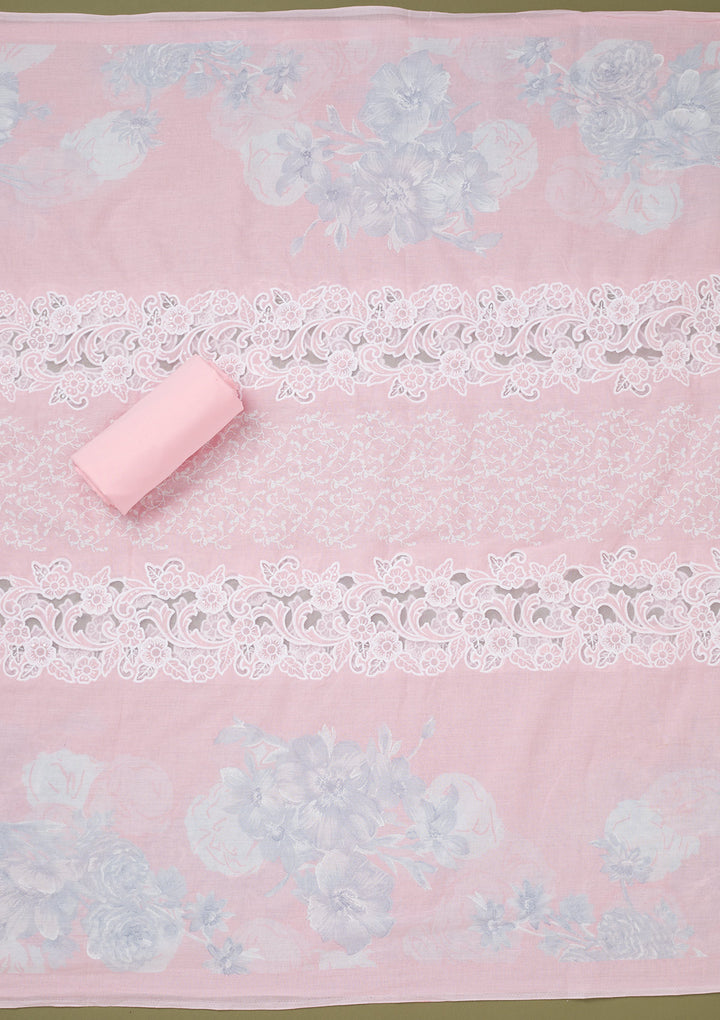 Pink Threadwork Cotton Unstitched Salwar Suit