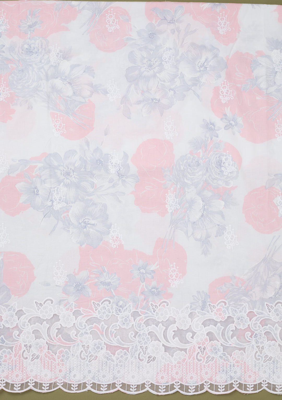 Pink Threadwork Cotton Unstitched Salwar Suit