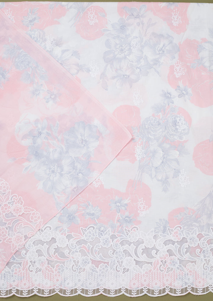 Pink Threadwork Cotton Unstitched Salwar Suit