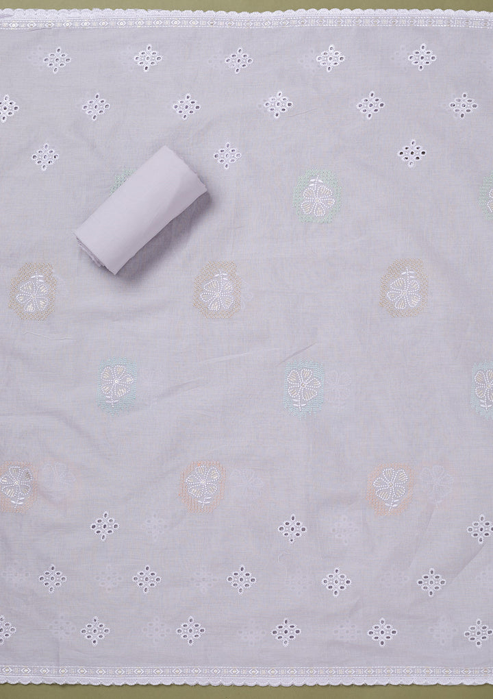 Lavender Threadwork Cotton Unstitched Salwar Suit