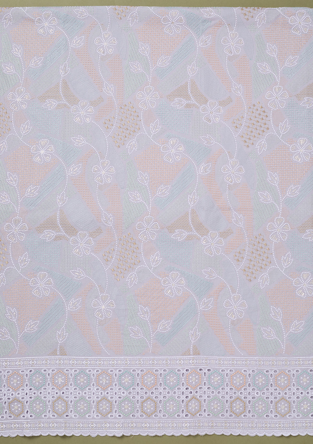 Lavender Threadwork Cotton Unstitched Salwar Suit