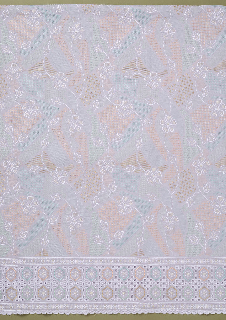 Lavender Threadwork Cotton Unstitched Salwar Suit