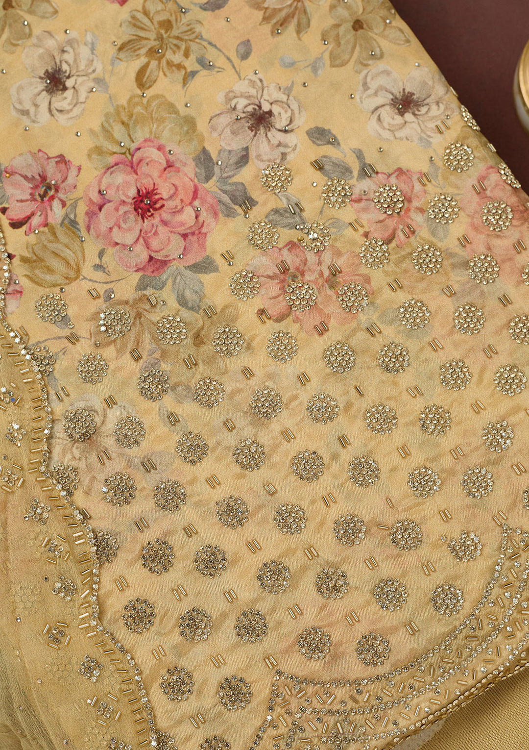 Gold Bling Crepe Unstitched Salwar Suit