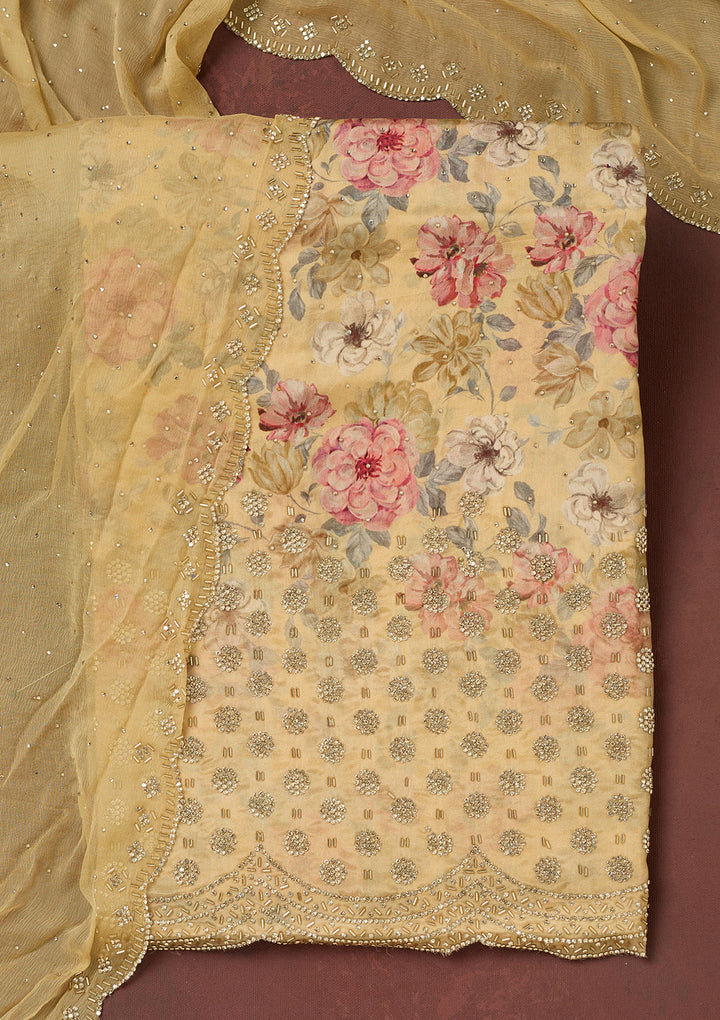 Gold Bling Crepe Unstitched Salwar Suit