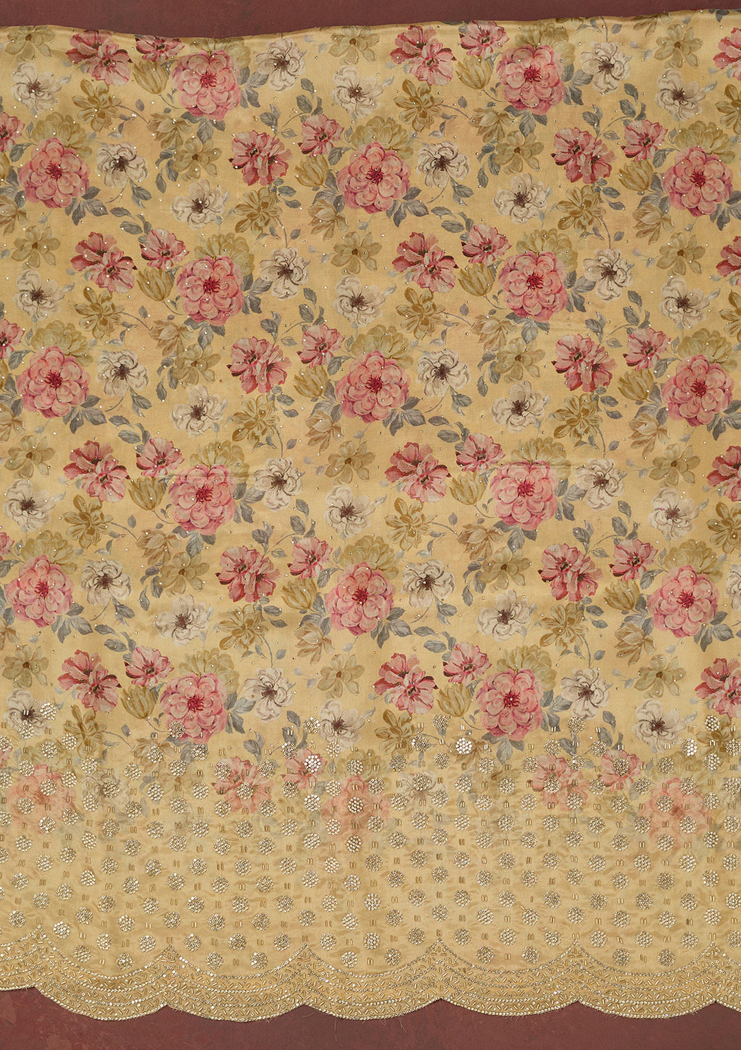 Gold Bling Crepe Unstitched Salwar Suit