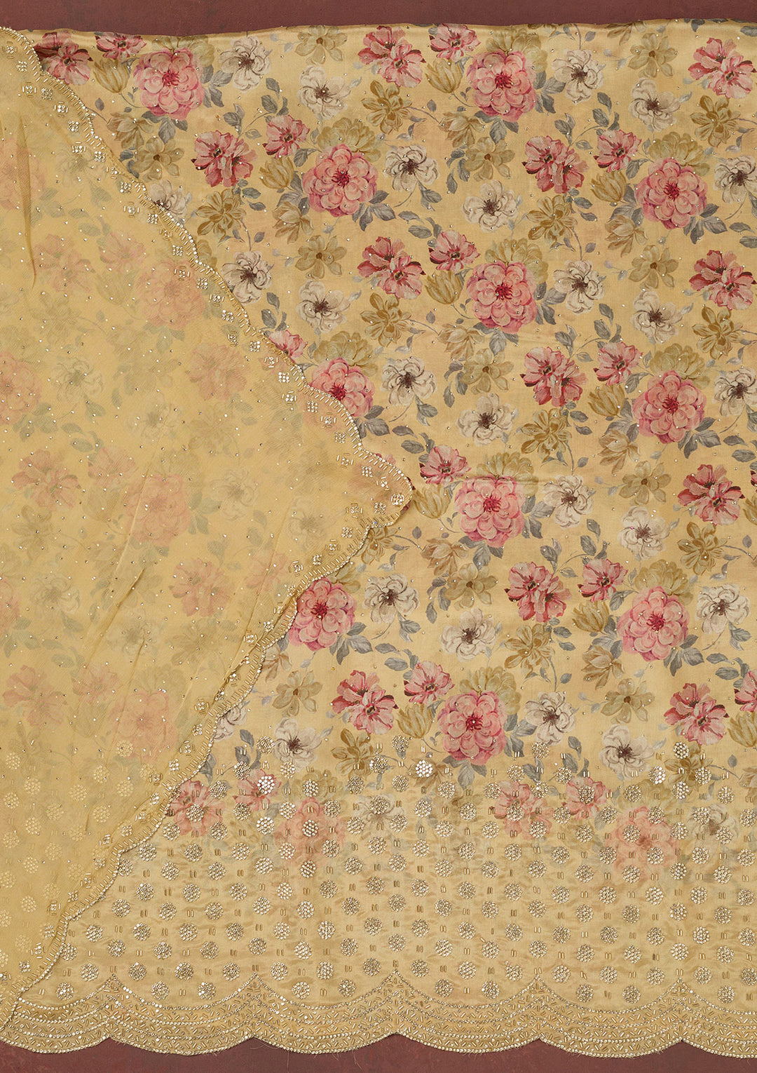 Gold Bling Crepe Unstitched Salwar Suit