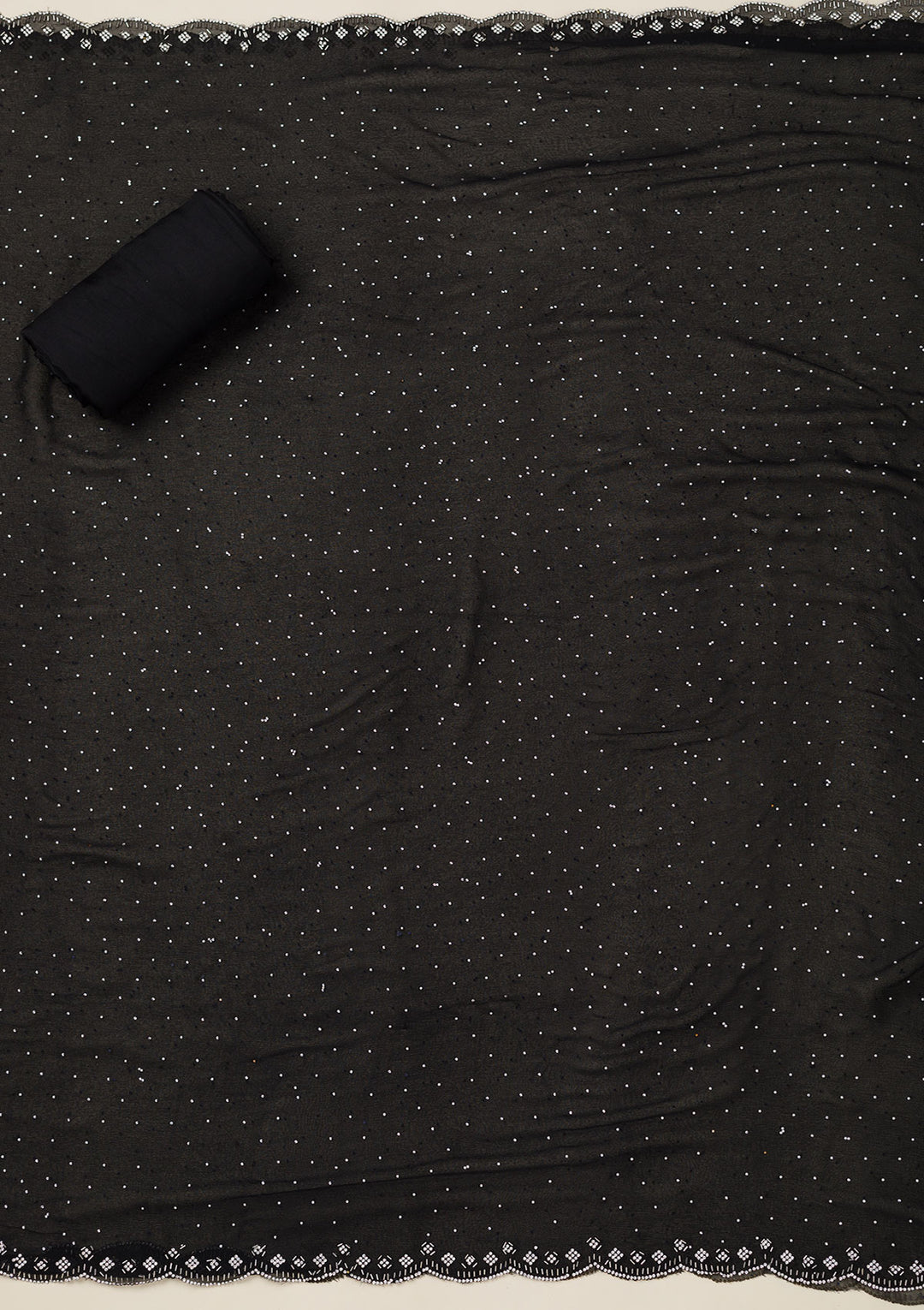 Black Bling Crepe Unstitched Salwar Suit