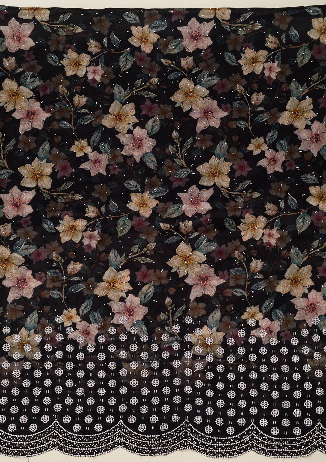 Black Bling Crepe Unstitched Salwar Suit