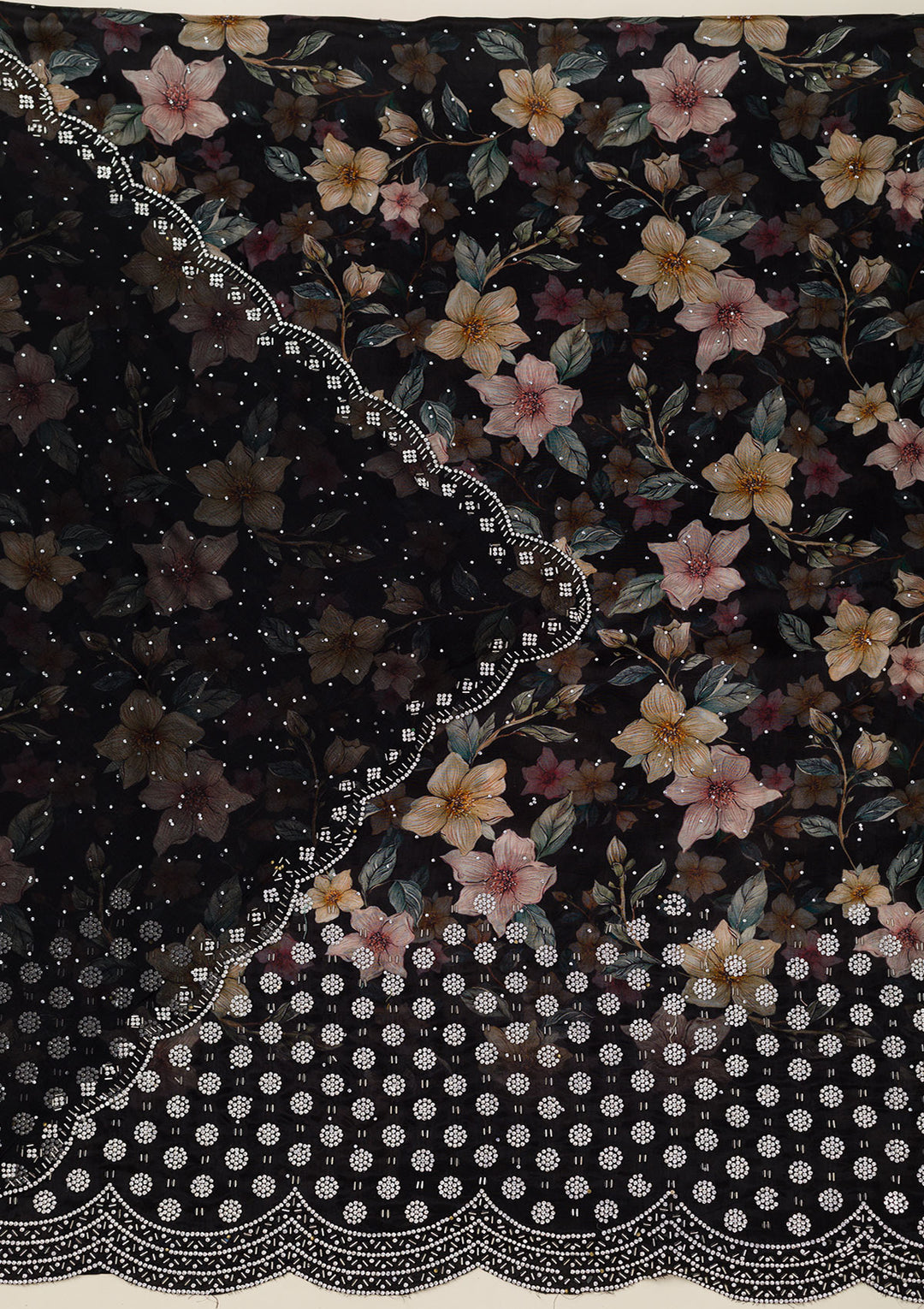 Black Bling Crepe Unstitched Salwar Suit