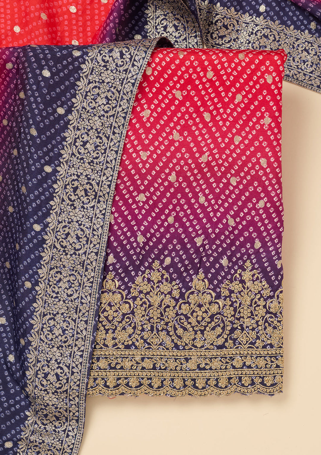 Rani Pink Zariwork Dola Silk Unstitched Salwar Suit