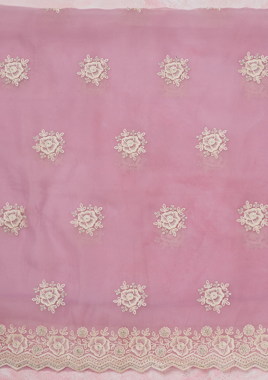 Lavender Threadwork Semi Crepe Unstitched Salwar Suit