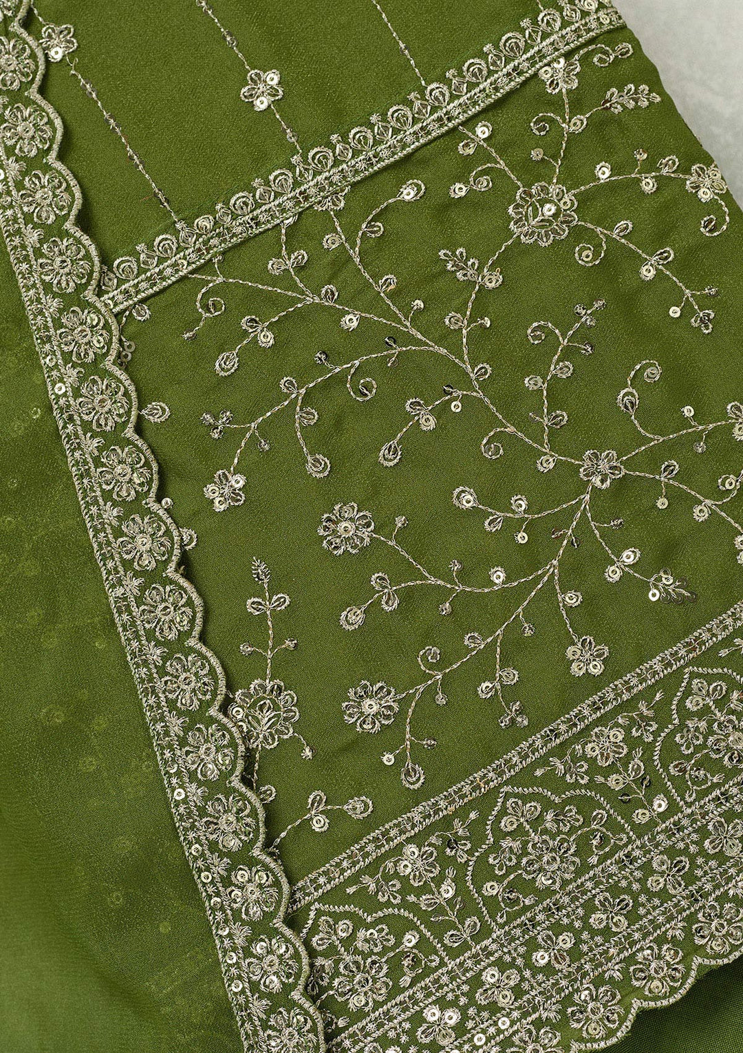 Mehandi Green Subtle Georgette Unstitched Salwar Suit